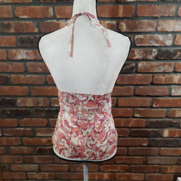 Vintage Old Navy Pink Floral Stretch Halter Top Feminine Y2K Summer Women's L - Picture 4 of 5